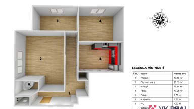 Prodej bytu 3+1, cca 76m2, OV, Gen. Svobody 1191/12, Teplice - Trnovany