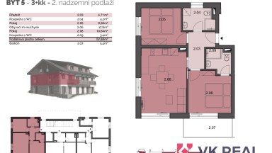 Prodej bytu 3+kk/B, cca 53m² + 5m², Lipno, Černá v Pošumaví, 50m od vody