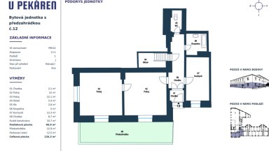 Prodej bytové jednotky 2+1, předzahrádka, parkovací stání, OV, 90,9 m2, ul. U Pekáren 253/2, Praha 1